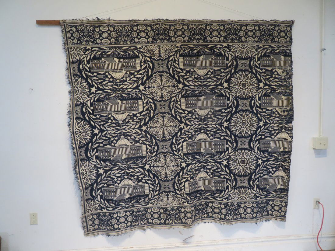 1846 blue and white patriotic coverlet of US Capitol (1 of 6)