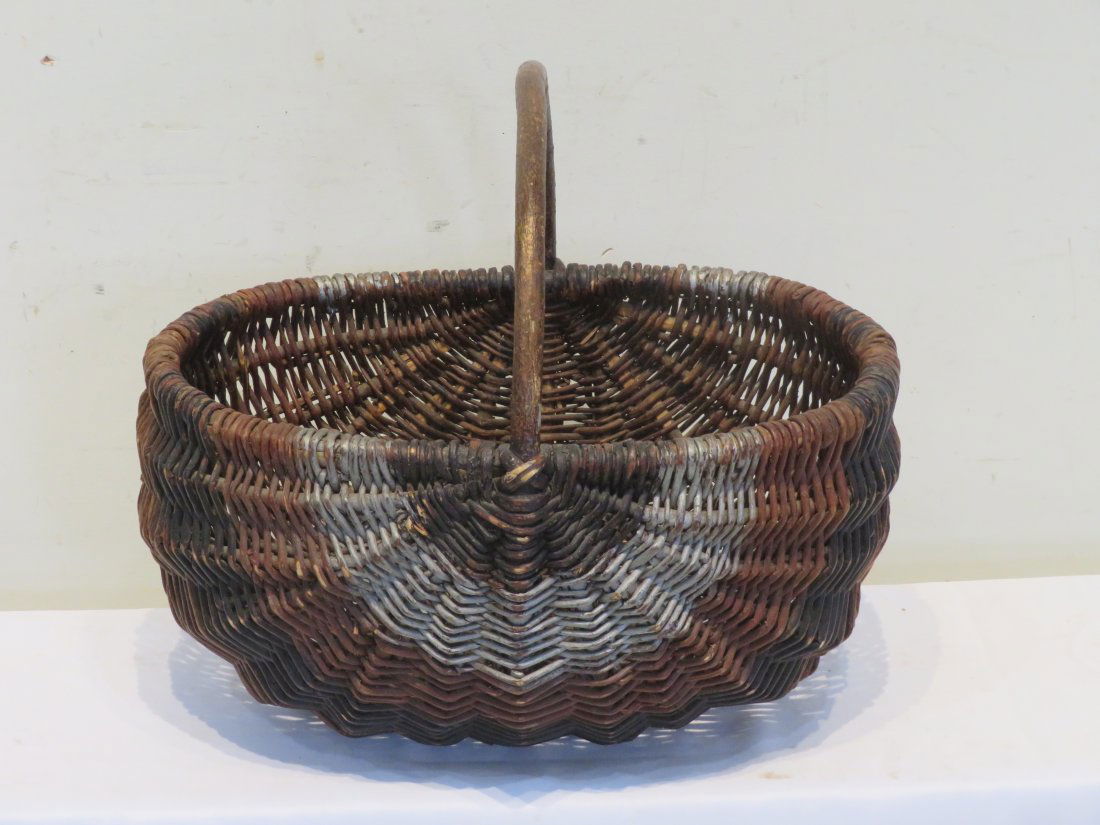 Willow painted basket blue, black and red (1 of 4)