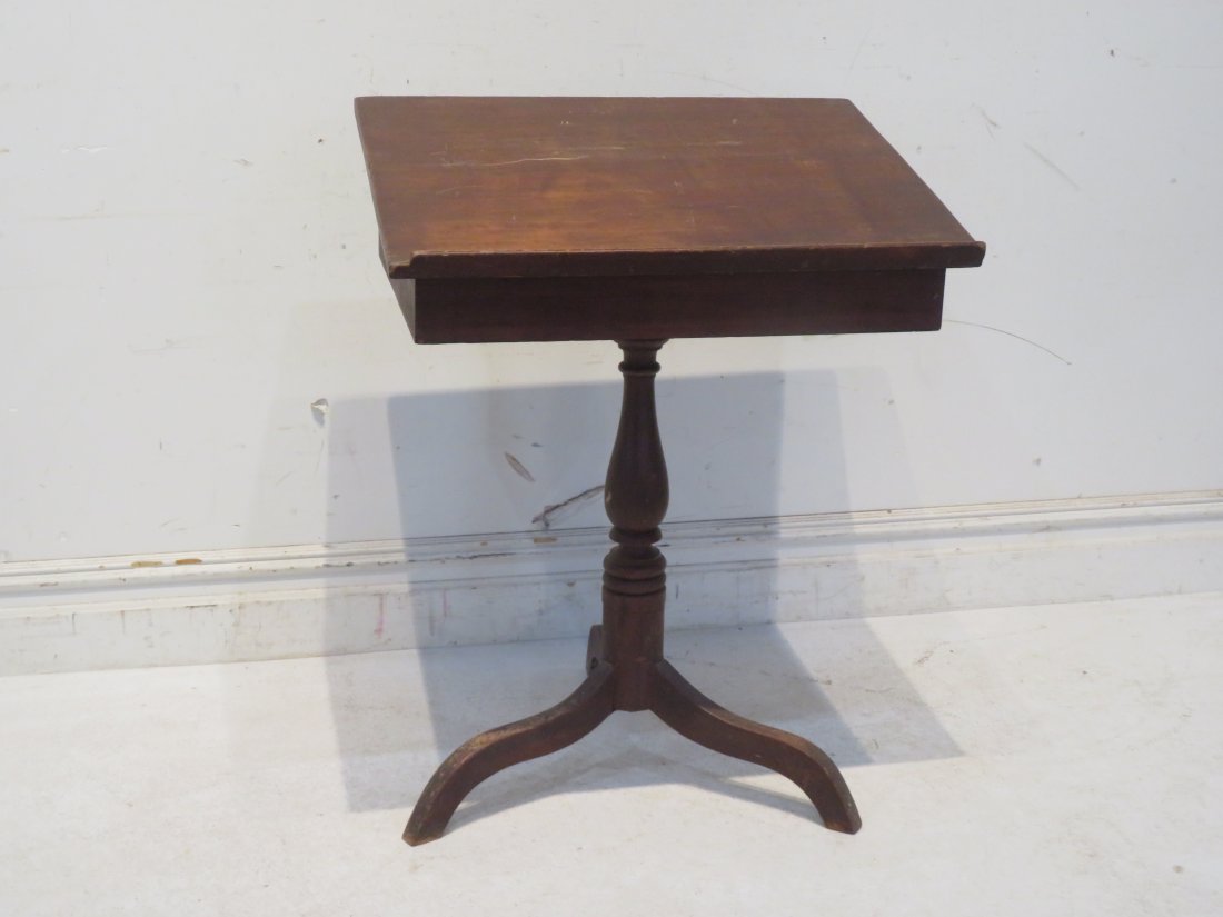 Ca 1840-50 pedestal desk/lectern in old red paint: Ca 1840-50 poplar pedestal desk/lecturn in old red paint, 33.5"T x 26"W x 20"D