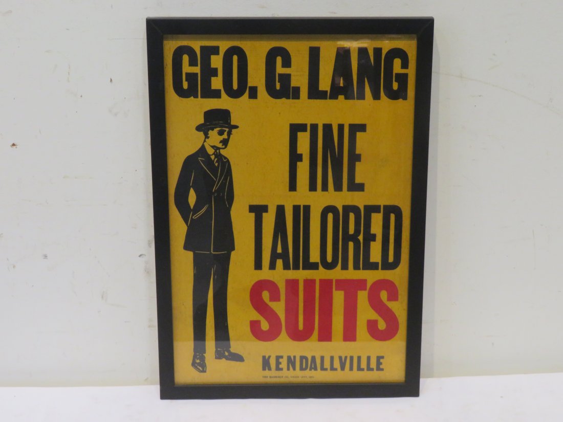 Framed advertisement for Geo. G. Lang, Kendallville, IN (1 of 5)