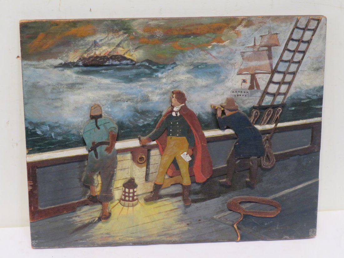 Relief carved wood plaque depiction of Francis Scott Key (1 of 6)