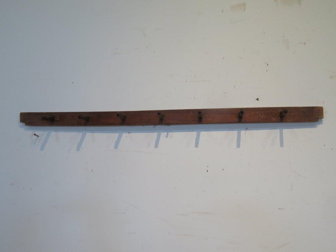 19th century wood peg rail with 7 pegs (1 of 4)