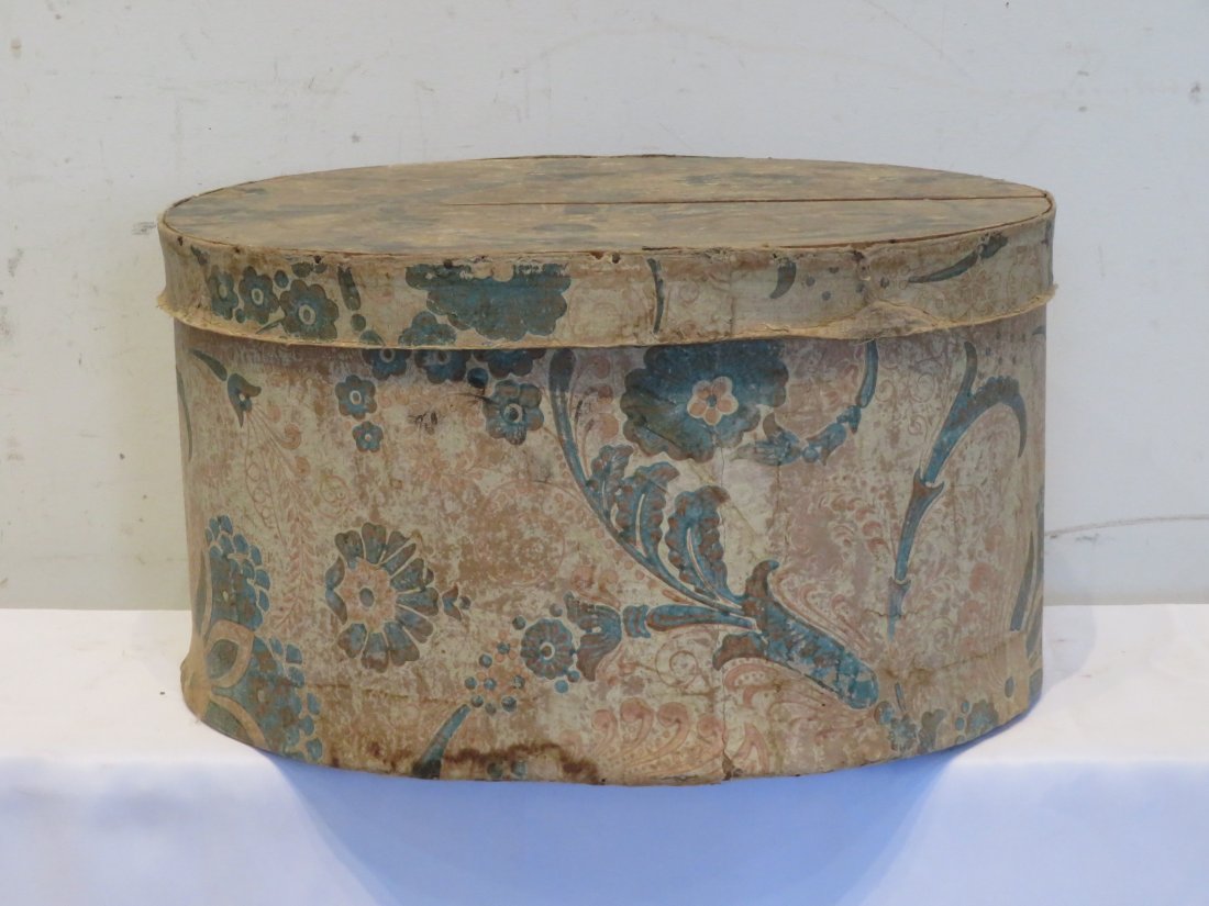 Large wallpaper covered band box (1 of 4)