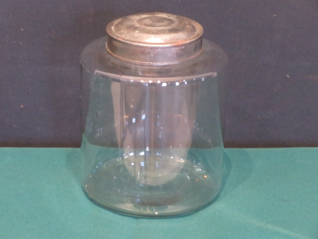 Mold blown glass storage jar with tin lid (1 of 2)