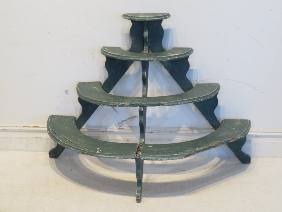 Green painted 4 tier plant stand (1 of 6)