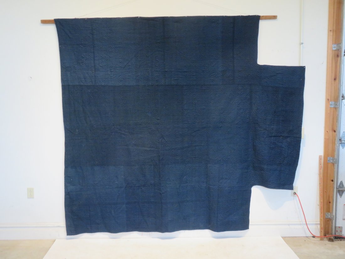 18th century dark blue quilted and hand-stitched Linsey Woolsey (1 of 11)