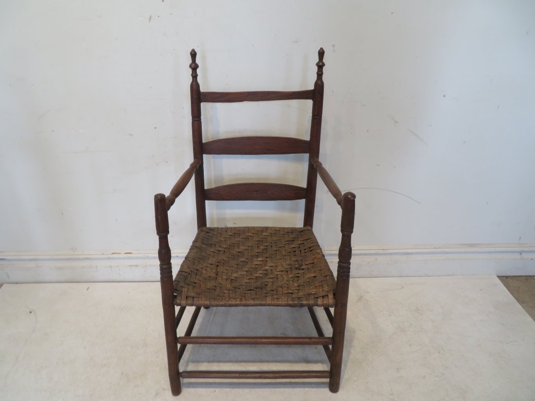 Late 18th century ladderback New England chair w/splint seat (1 of 5)
