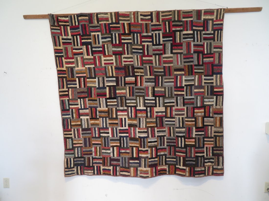 Late 19th century hand-stitched Log Cabin quilt (1 of 6)