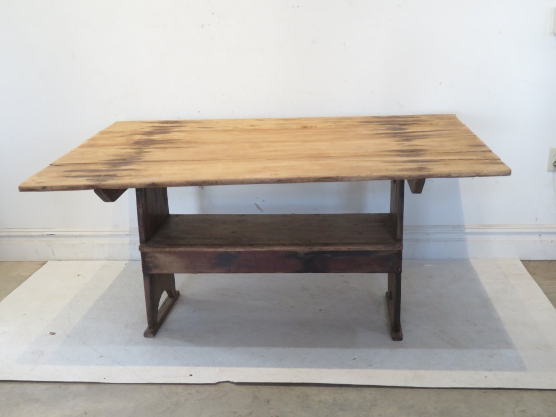 19th century pine shoe foot hutch table (1 of 10)