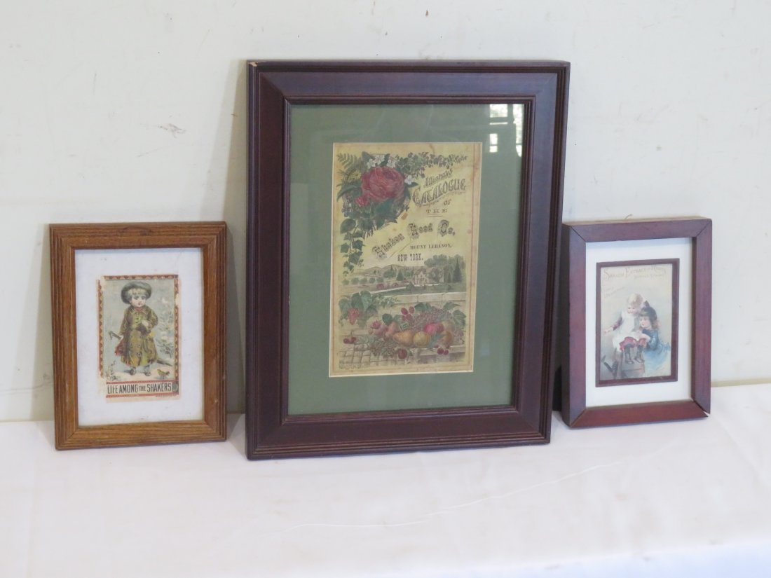 3 old Shaker framed paper items (1 of 5)