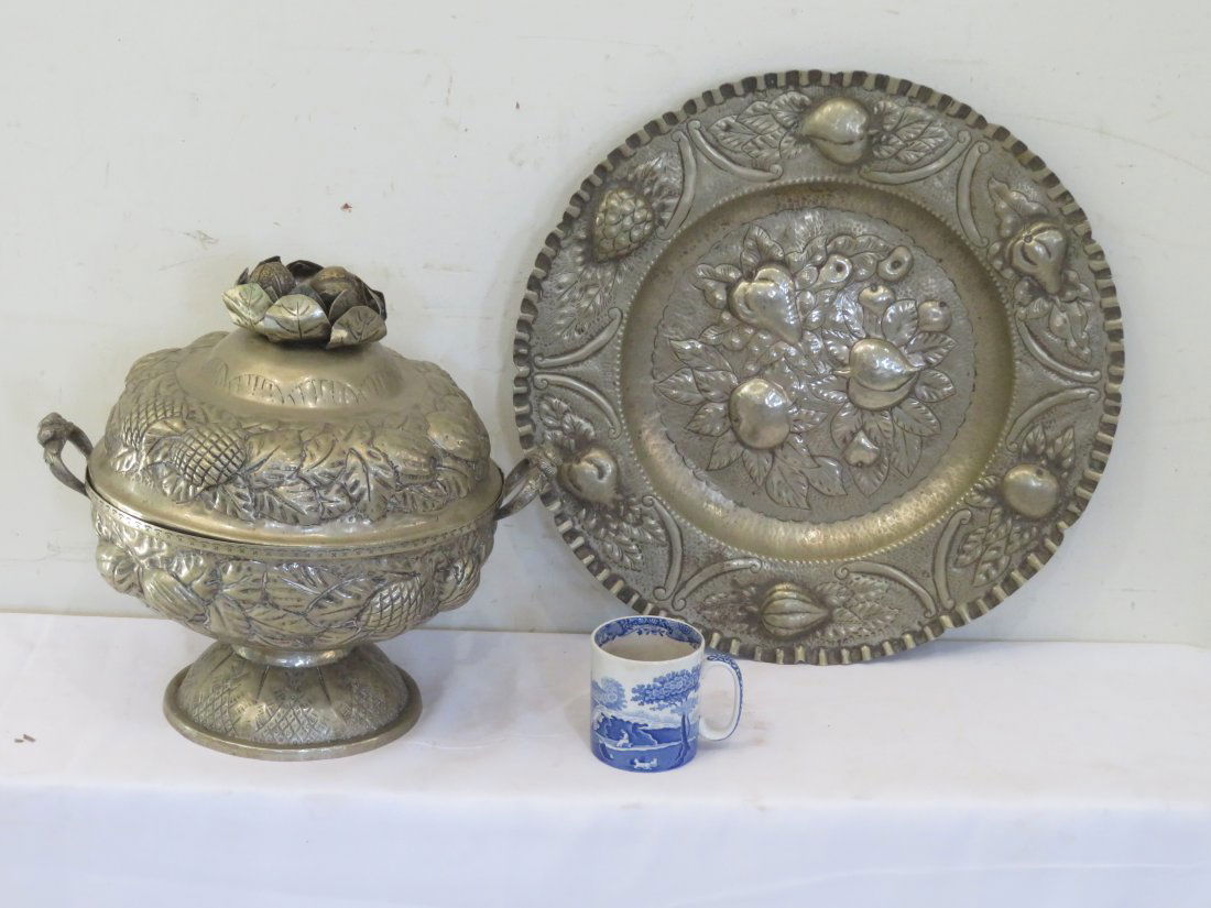 Silver-plate covered compote and charger (1 of 4)