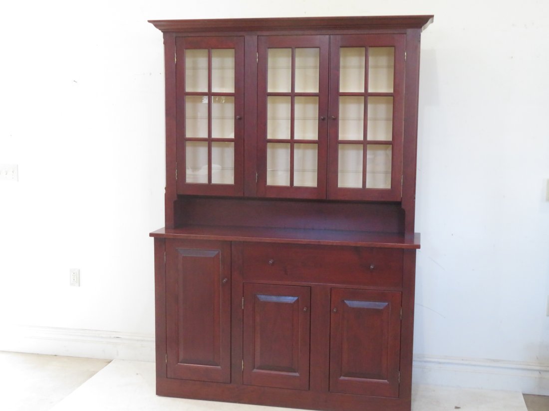 Contemporary cherry D.R. Dimes 2 pc pane glass cupboard (1 of 5)