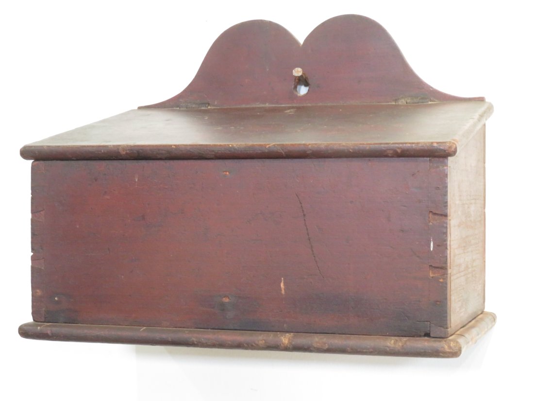 Pa. dovetailed hanging wall box in old red paint (1 of 5)