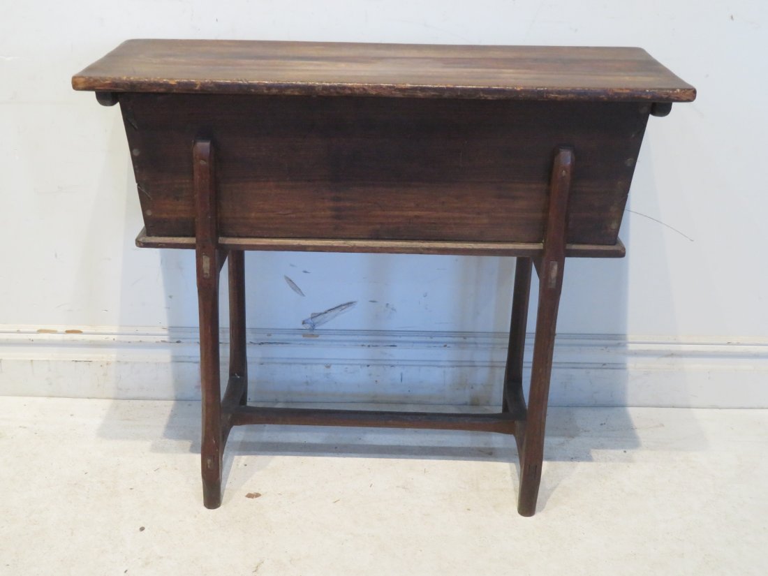 Early dovetailed stretcher base dough box on legs (1 of 10)