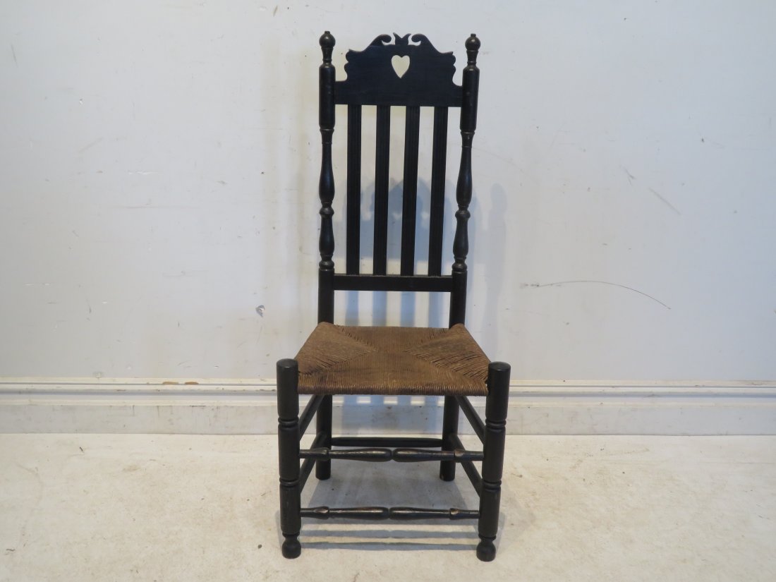18th century heart and crown banister back side chair (1 of 6)