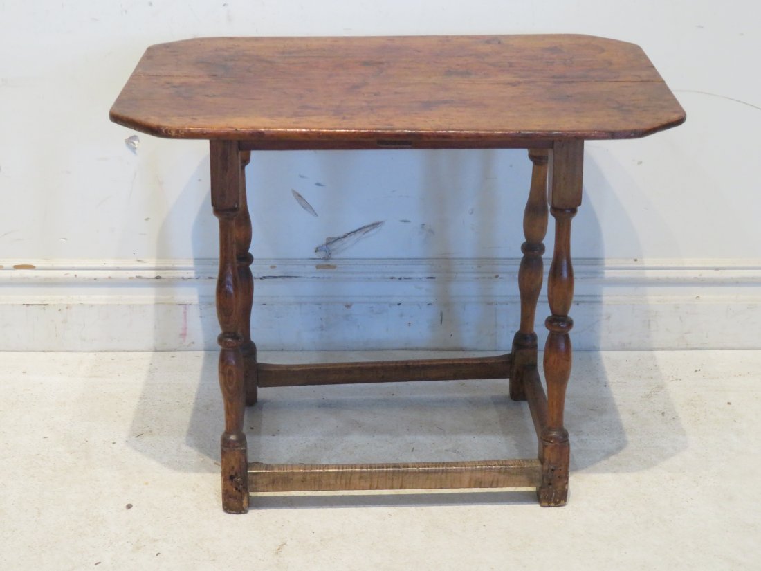 18th century New England stretcher base tavern table (1 of 5)