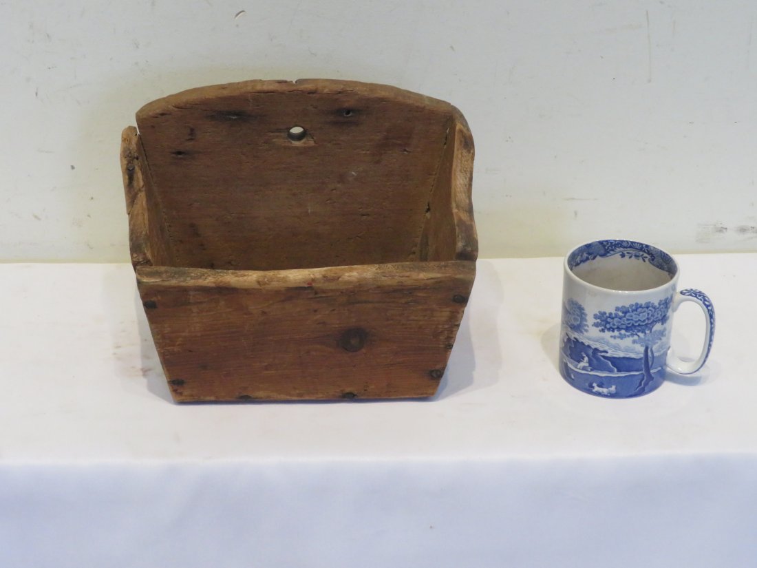 Late 19th century pine primitive hanging wall box (1 of 5)