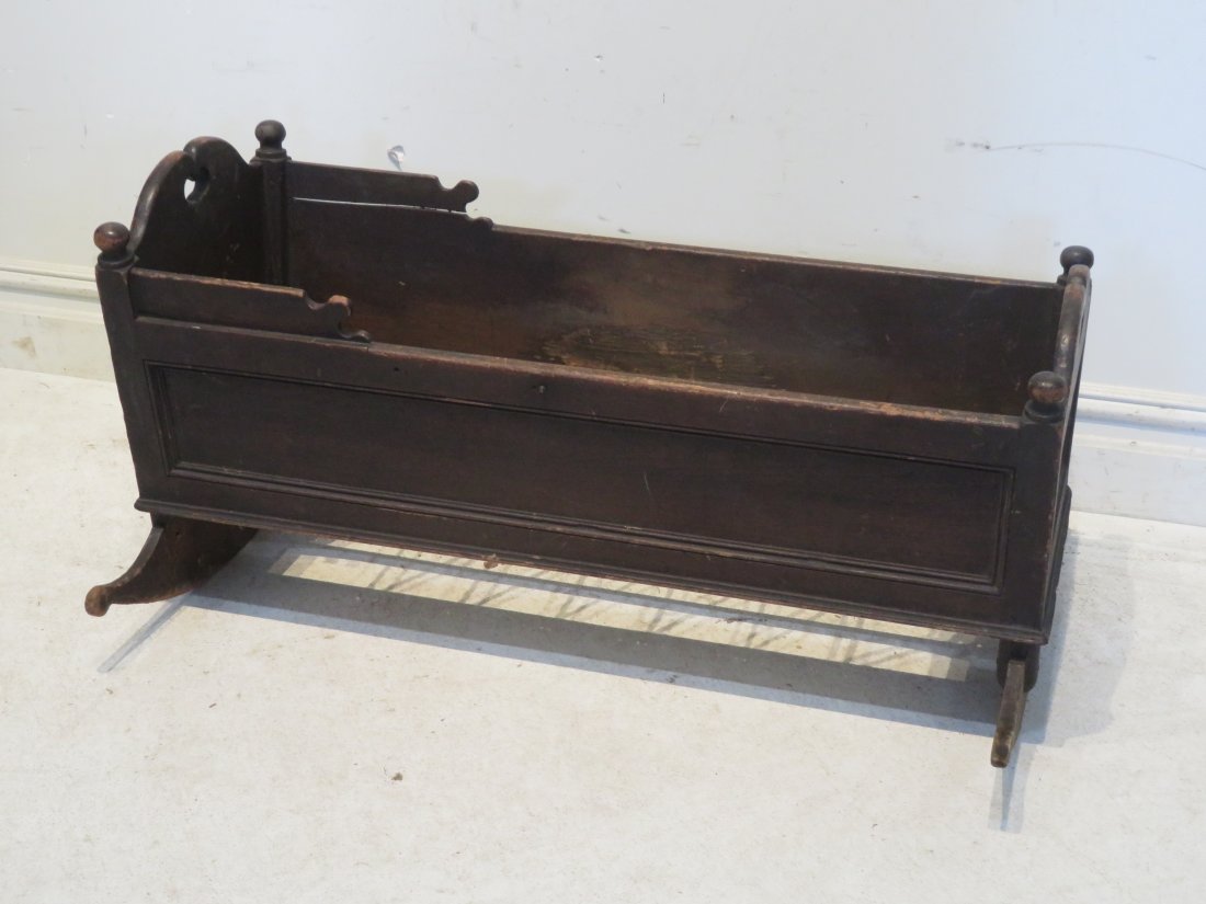 Early 19th century PA walnut cradle with heart cut-outs (1 of 5)
