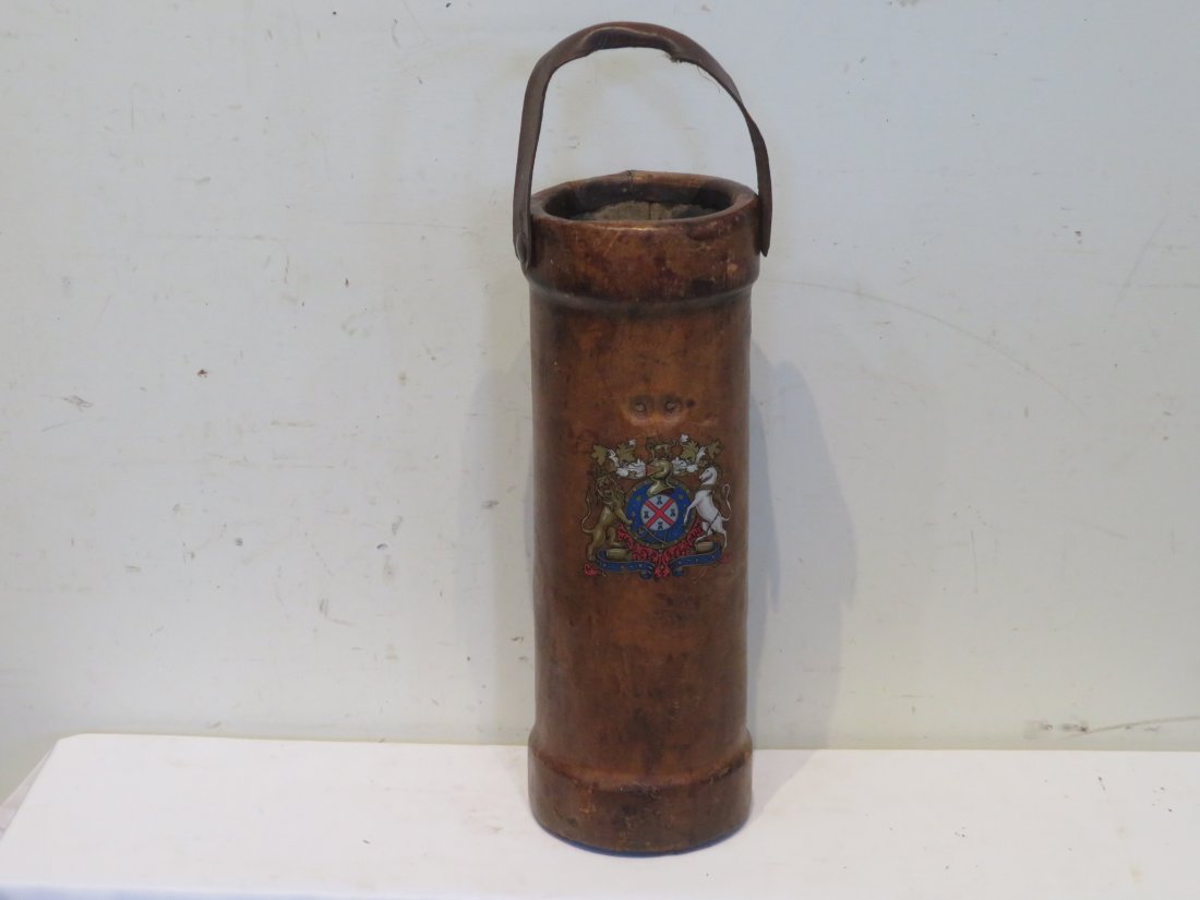 Tall leather English  bucket with leather handle (1 of 4)