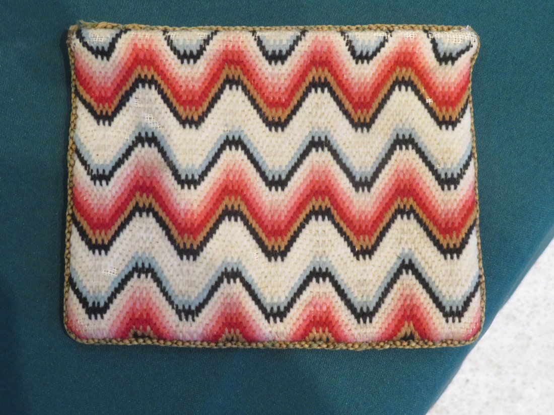 Flame stitch clutch purse with green liner (1 of 4)