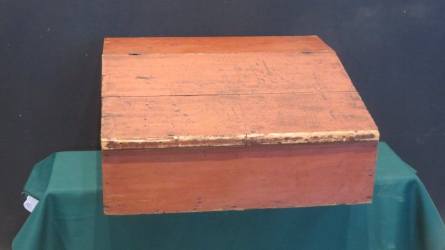 19th century pine counter desk in old red paint (1 of 5)