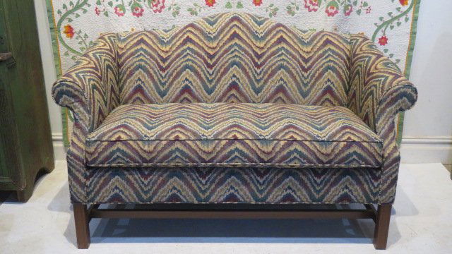 Upholstered flame stitch loveseat (1 of 5)
