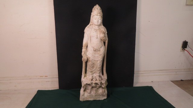 Carved marble 42"Asian female Buddha statue (1 of 6)