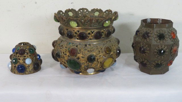3 Brass lamp shades with jewels (1 of 4)