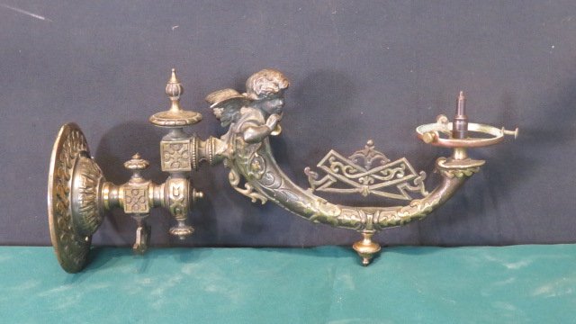 Late 19th century ornate brass gas wall fixture (1 of 6)