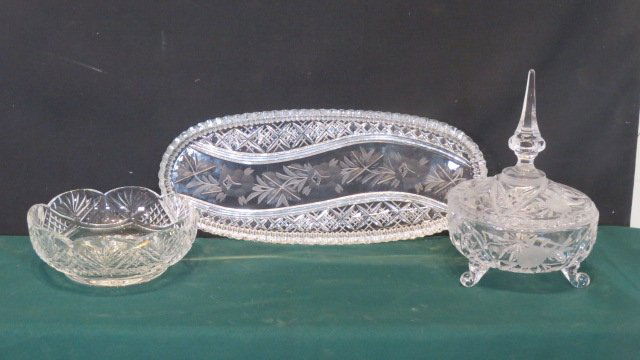 3 clear glass serving items (1 of 4)