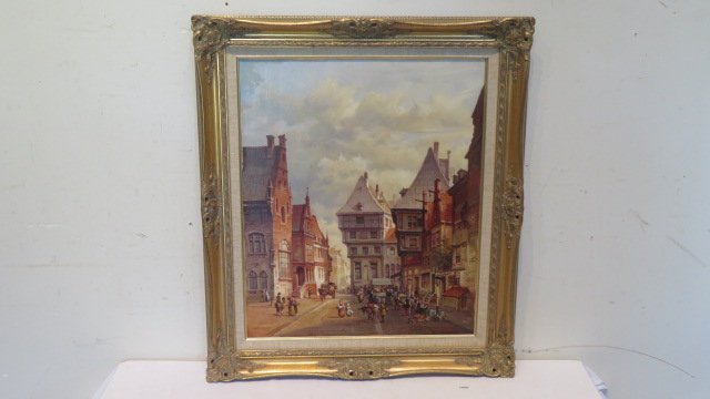 O/C Italian town scene painting (1 of 6)