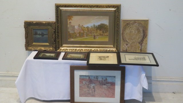 Group of artwork, prints, signed etching (1 of 10)