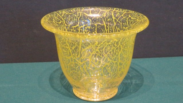 Vaseline colored vase with ground pontil (1 of 3)