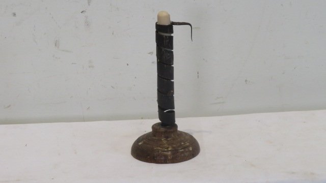 Wrought iron spiral courting candlestick with wood base (1 of 4)