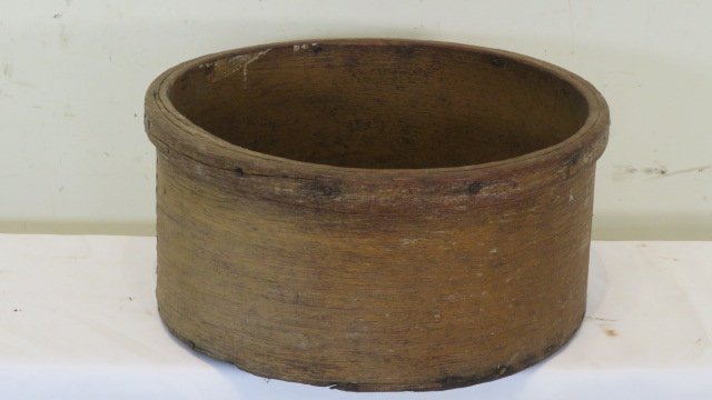 Large wood grain measure in old mustard paint: Large wood grain measure in old mustard paint, square nail construction, 7.5"T x 15.5"D