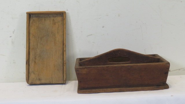 2 wooden items - walnut utensil carrier and pine scrub box (1 of 6)