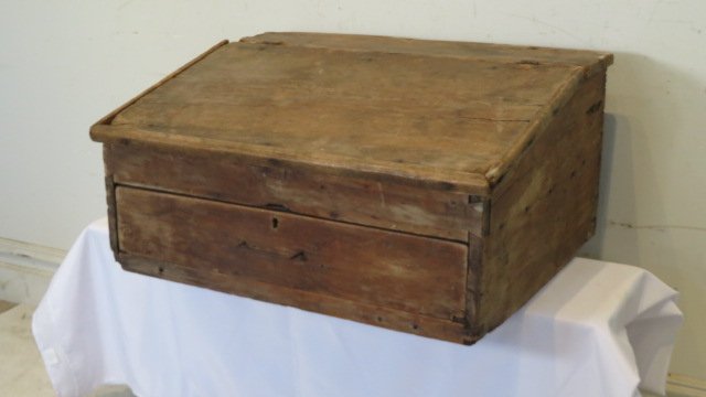 Primitive pine counter desk with drawer (1 of 7)