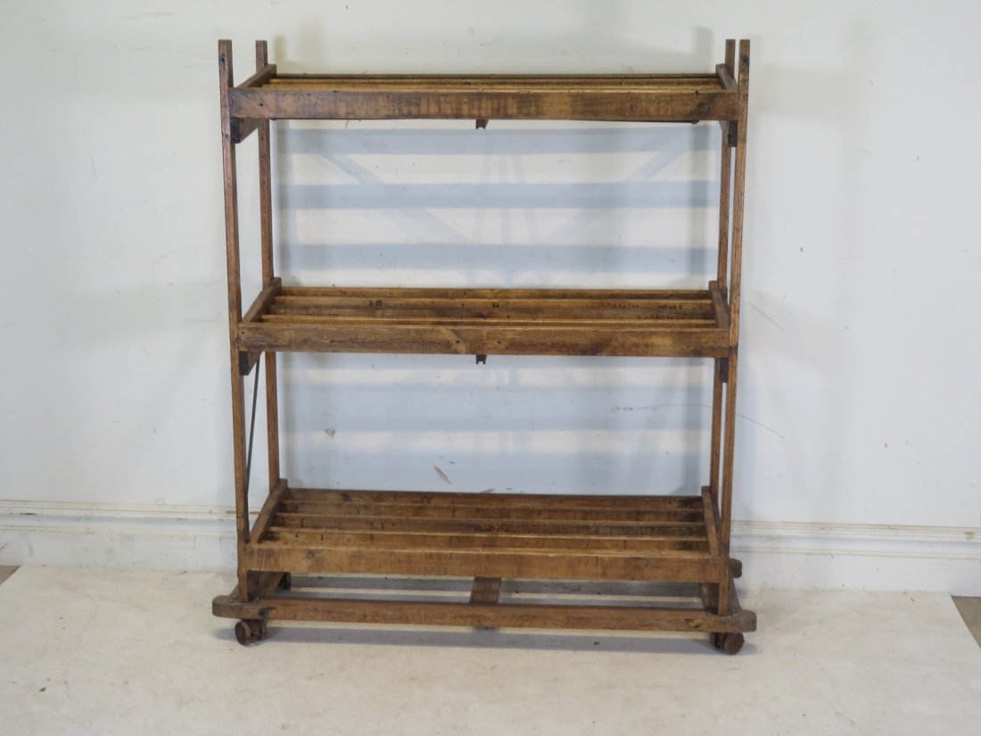 Old factory shoe rack on wheels (1 of 4)