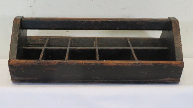 Early 20th century pine carrier in old worn black paint (1 of 5)