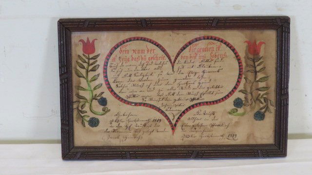 Pa. framed hand done Fraktur dated 1819 (1 of 7)