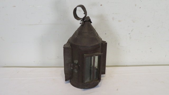 Punched tin 3 window candle lantern (1 of 6)