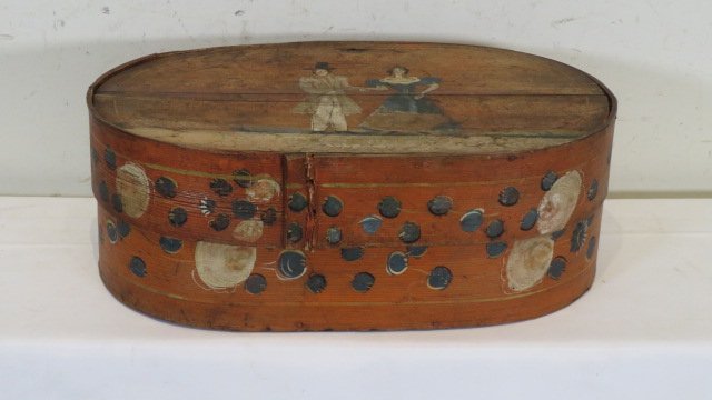 19th century paint-decorated bride's box (1 of 6)
