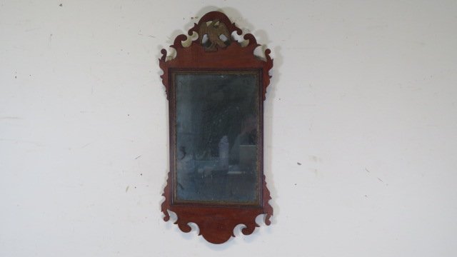 Period Chippendale mirror with a gilded eagle at top (1 of 6)