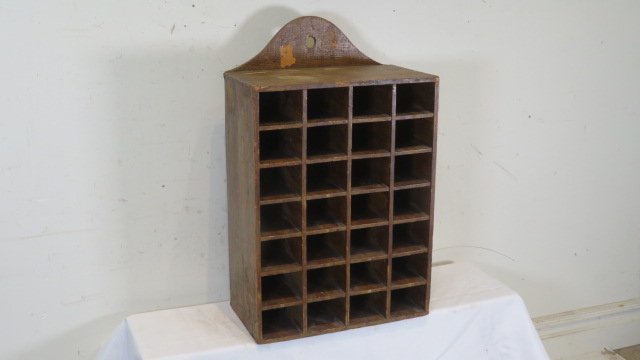 Pine hanging cabinet with 28 pigeonholes (1 of 4)