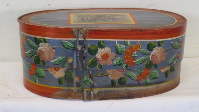 Scandanavian 19th-century paint decorated bride's box (1 of 5)