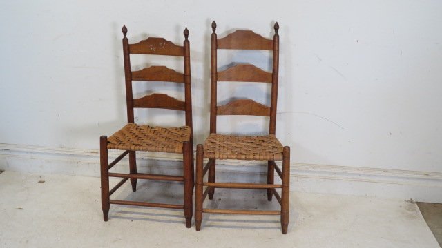 2 Shaker style ladder back chairs with splint seats (1 of 4)