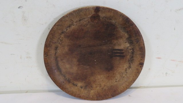 Early American treenware plate (1 of 3)