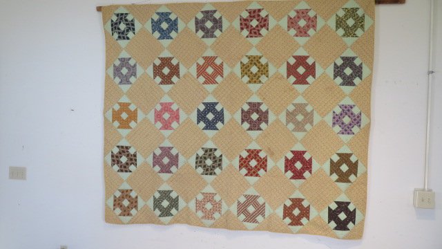 Hand-stitched 1930's Monkey Wrench quilt (1 of 3)