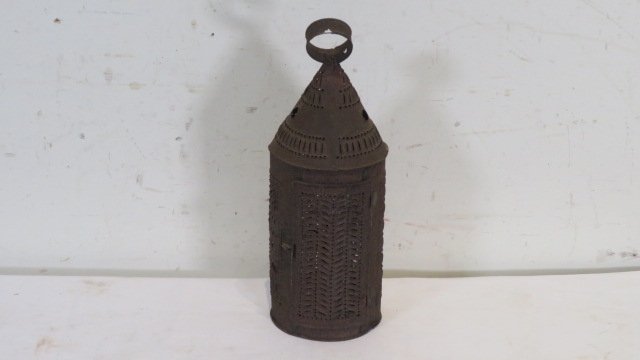Early punched tin candle lantern (1 of 5)