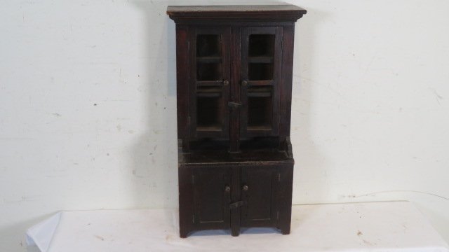 Glass door child's pine step back cupboard (1 of 5)